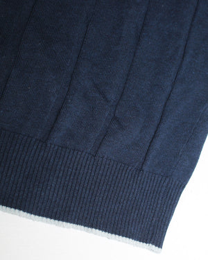 Borrelli Polo Shirt Navy Pleated Wool EU 48 / US 38