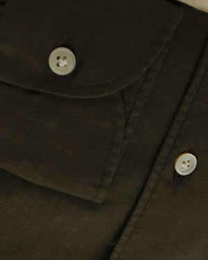 Luigi Borrelli Linen Sport Shirt Dark Brown 38 - 15 SALE
