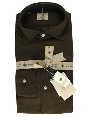 Luigi Borrelli Sport Shirt Dark Brown