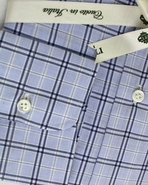 Luigi Borrelli Shirt Blue Windowpane Design