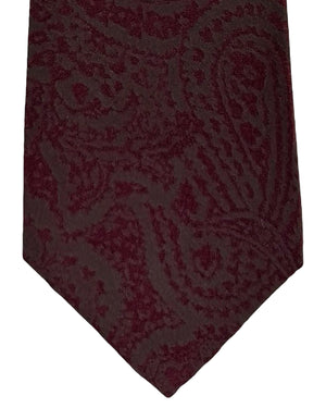 Kiton Sevenfold Silk Tie Brown Maroon Oversized Paisley