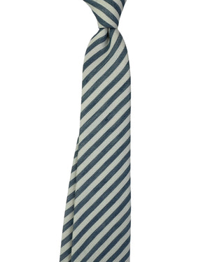 Armani Necktie White Blue Stripes - Linen Silk FINAL SALE