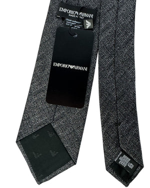 Armani Necktie Charcoal Gray Speckled Weave
