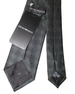 Armani Silk Tie Gray Black Faded Damier Design