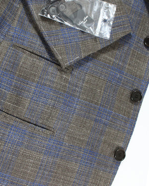 Cesare Attolini Sport Coat Brown Midnight Blue Plaid Blazer EU 48/ US 38 SALE