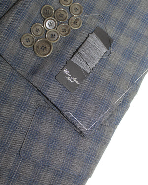 Cesare Attolini Wool Suit Gray Midnight Blue Check EU 48/ US 38