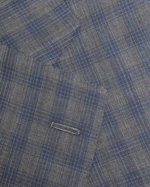 Cesare Attolini Wool Suit Gray Midnight Blue Check EU 48/ US 38