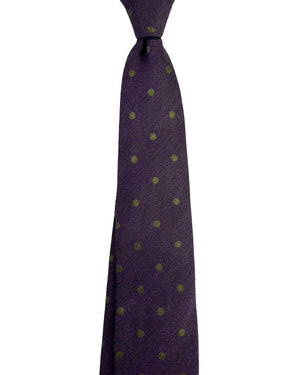 Barba Sevenfold Tie Purple Olive Polka Dots - Sartorial