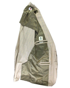 Luigi Borrelli Suit Beige Stripes Wool Silk EU 52 / US 42 L BLACK FRIDAY SALE