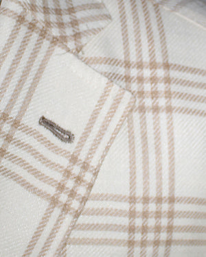 Luigi Borrelli Sport Coat White Beige Windowpane EU 50/ US 40 SALE