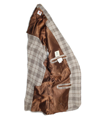 Luigi Borrelli Sport Coat Beige Gray Brown Plaid