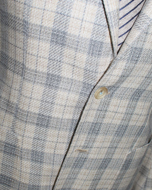 Luigi Borrelli Sport Coat Gray Check Plaid - Unlined - Wool Silk EU 48 / US 38