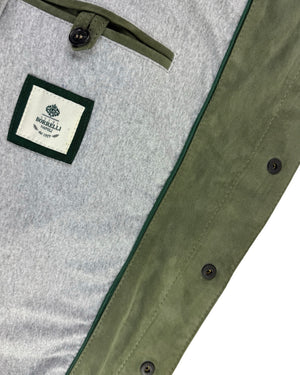 Luigi Borrelli Suede Leather Jacket Green
