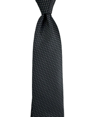 Brioni Silk Tie Charcoal Gray Black Geometric