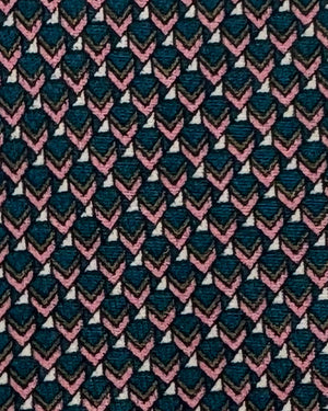 Brioni Silk Tie Teal Gray Red Chevron Pattern