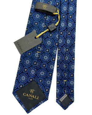 Canali Tie Navy Blue Medallion & Square Mosaic