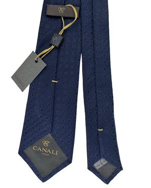 Canali Tie Dark Blue And Gray Square Pattern