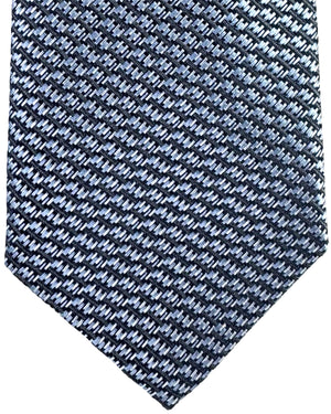 Canali Tie Gray Metal Blue Micro Weave Pattern