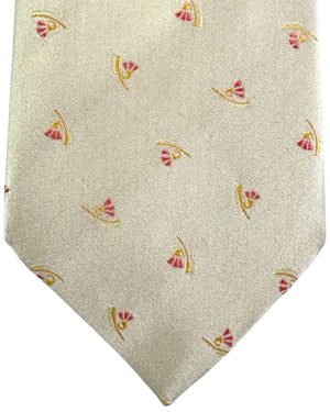 Valextra Silk Tie Tan Design - Wide Necktie