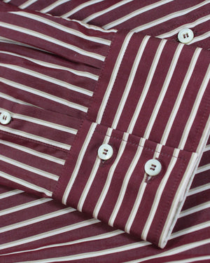 New Brunello Cucinelli Shirt Maroon Stripes