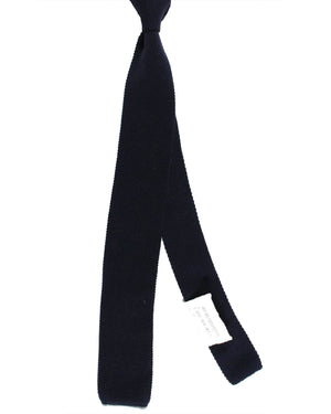 Brunello Cucinelli Square End Knitted Tie Dark Blue Wool SALE
