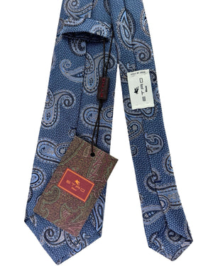 Etro Silk Tie Blue Gray Paisley SALE