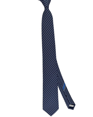 Salvatore Ferragamo Tie Midnight Blue Elephant And Gancini Print - Brand New Collection