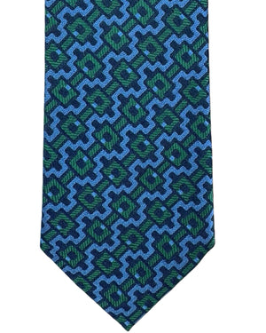 Salvatore Ferragamo Skinny Tie Blue Green Geometric