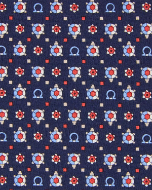 Sale Ferragamo Tie Midnight Blue Turtle Gemstones Design