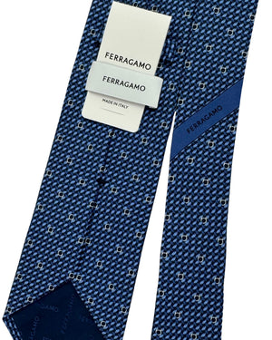 Salvatore Ferragamo Silk Tie Navy Gancini Design