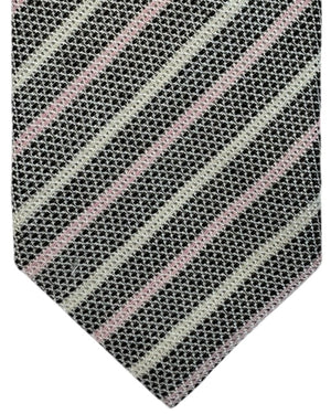 Giampaolo Tie Dark Blue Pink Striped - Sartorial SALE