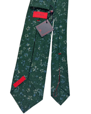 Isaia Sevenfold Tie Forest Green Abstract Splatter
