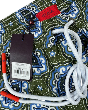 Isaia Swim Shorts Green Blue Medallion S - Men Swimwear SALE