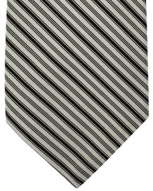 Kiton Tie Silver Black Stripes - Sevenfold Necktie