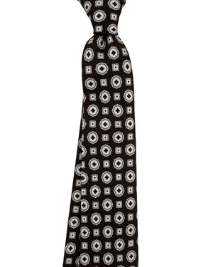 Kiton Sevenfold Tie Dark Brown Medallion - New Collection SALE