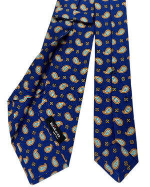 Kiton Sevenfold Tie Royal Blue Paisley