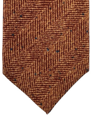 Kiton Sevenfold Tie Brown Herringbone Green Speckles