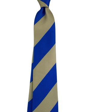 Kiton Sevenfold Tie Royal Blue Beige Bold Stripes