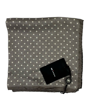 Kiton Silk Pocket Square Gray Geometric