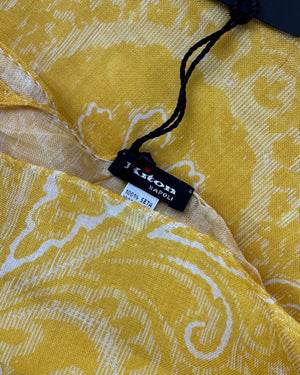 Kiton Scarf Yellow White Floral Paisley - Luxury Men Shawl