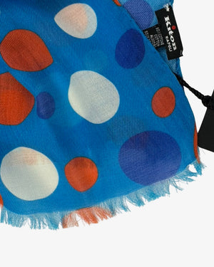 Kiton Scarf Blue Orange White Dots - Luxury Men Shawl