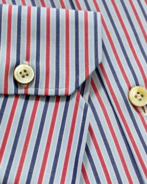 Kiton Dress Shirt Blue Red Navy Stripes