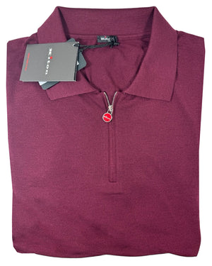 Kiton Sweater Bordeaux Cashmere Silk Quarter Zip Pullover