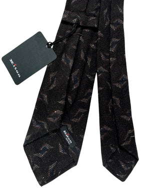 Kiton Sevenfold Tie Dark Brown Design - Wool Silk SALE