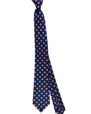 Kiton Sevenfold Tie Navy Geometric