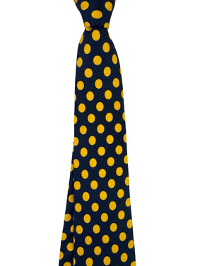 Kiton Sevenfold Tie Dark Blue Orange Polka Dots