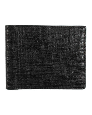 Kiton Wallet - Black Grain Leather Bifold Men Wallet SALE