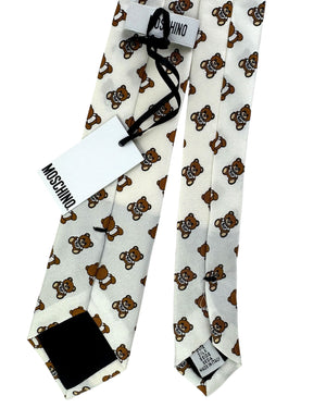 Moschino Skinny Tie White Toy Bear Design SALE