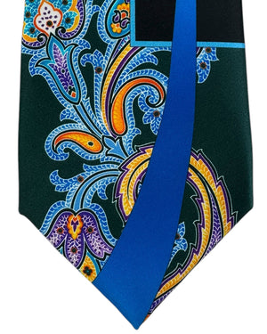 Vitaliano Pancaldi Silk Tie Dark Green Black Royal Blue