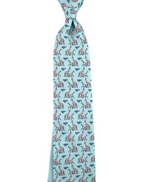 Thomas Pink Tie Light Blue Giraffe - Novelty Design